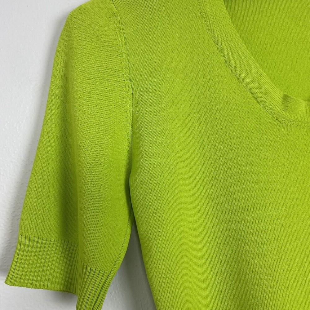 Vintage 90’s Lime Green Stretch Knit Short Sleeve Top S/M - Picture 3 of 10